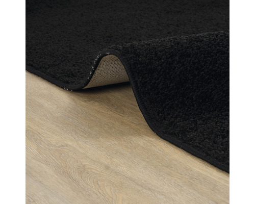 Zwart badtapijt met omgeslagen hoek, textielvezel