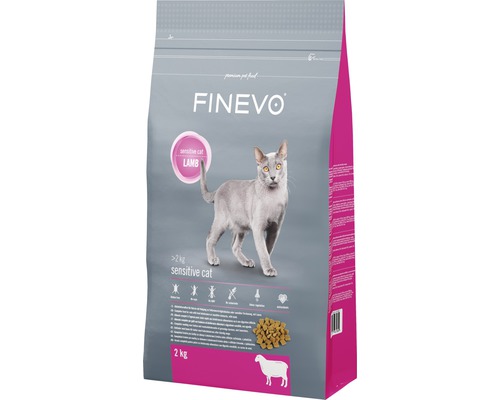 FINEVO Kattenvoer droog Sensitive lam 2 kg Finevo kattenvoer lam voor gevoelige katten, verpakking van 2 kg