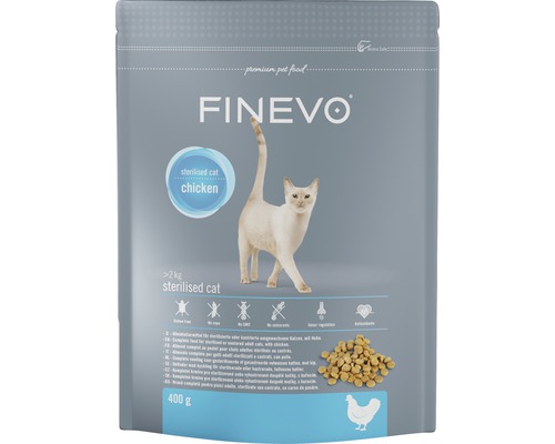 FINEVO Kattenvoer droog Sterilised kip 0,4 kg FINEVO kattenvoer voor gesteriliseerde katten met kip, 2 kilogram