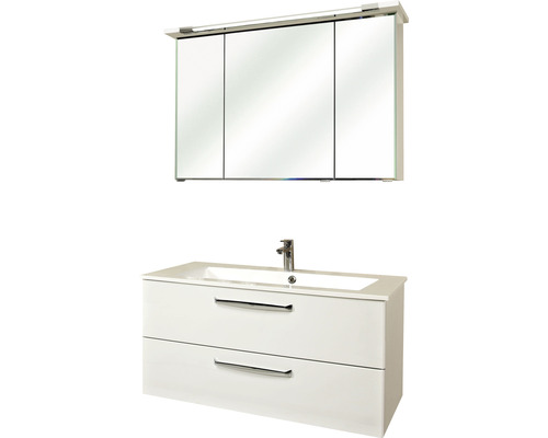 PELIPAL Badkamermeubelset Kumba 107 cm incl. spiegelkast met verlichting wit hoogglans