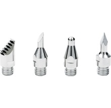 Vier verschillende soldeerpuntjes voor soldeerwerkzaamheden