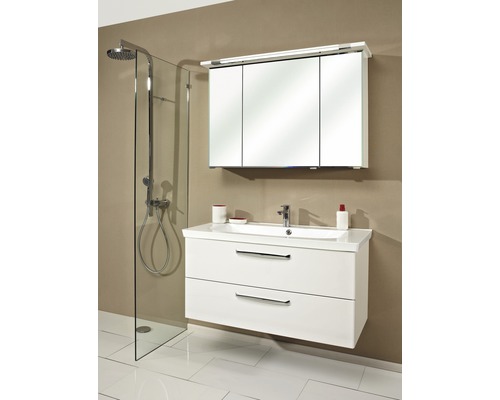 PELIPAL Badkamermeubelset Kumba met spiegelkast en wastafel 110 cm wit hoogglans Badkamer met douchecabine, wastafelonderkast en spiegelkast