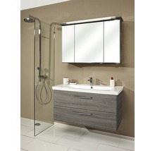 PELIPAL Badkamermeubelset Kumba met spiegelkast en wastafel 110 cm grafiet structuur horizontaal
