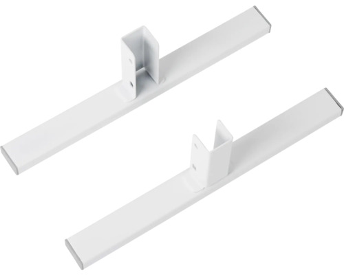 Twee witte metalen tafelpoten