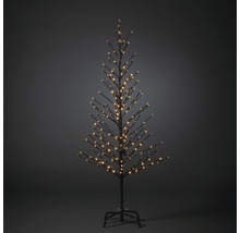 Decoratieve kunstkerstboom met lichtjes op een voetstuk