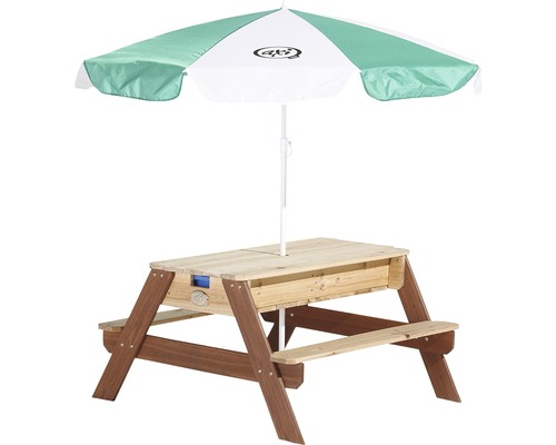 Kinderzitgroep met parasol, houten constructie voor buiten