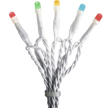 LED-lichtsnoer met veelkleurige lampjes en witte kabel