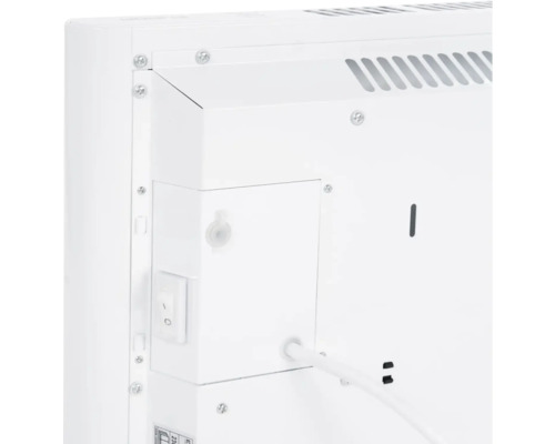Detailopname van een verwarming met schakelaar en kabel