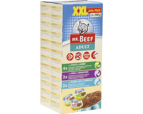 MR. BEEF Kattenvoer mix in gelei multipack 8 x 10 x 100 gr