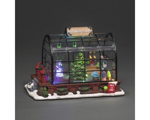 KONSTSMIDE Kerstverlichting LED kersthuis bloemenwinkel 5 lampen gekleurd Decoratieve bloemenwinkelminiatuur met figuren en kas