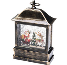 Decoratieve sneeuwbollantaarn met kerstman, rendier en kerstboom