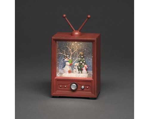 Decoratieve sneeuwbol met sneeuwmanmotief in televisievorm