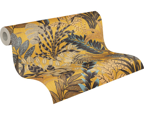 Behangrol met bladeren en jungle motief