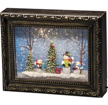 Decoratieve sneeuwbol met lijst, kerstmotief en sneeuwpoppen