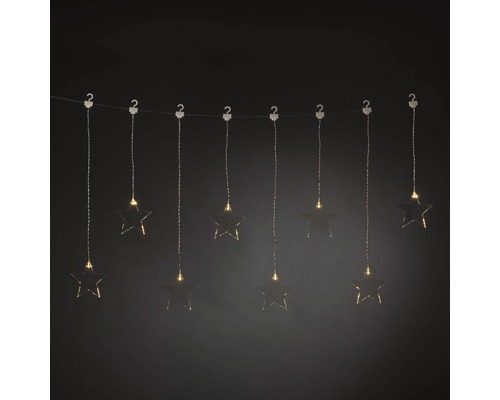 KONSTSMIDE Kerstverlichting LED lichtgordijn ster 8 lampjes warmwit 105 cm Lichtsnoer met sterren voor decoratie