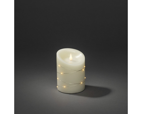 KONSTSMIDE Kerstverlichting LED kaars crème extra warmwit Ø 12 cm H 16 cm Decoratieve LED kaars met lichtsnoer