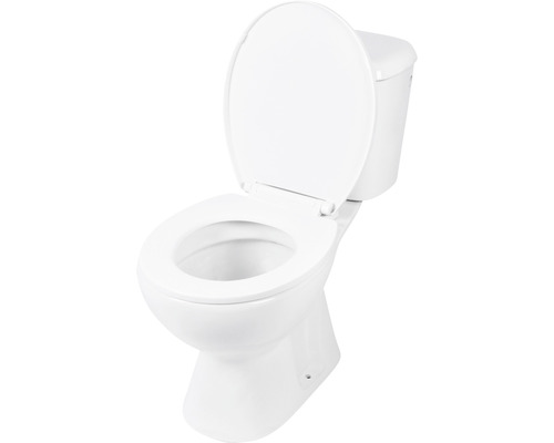 Witte staande wc met open deksel