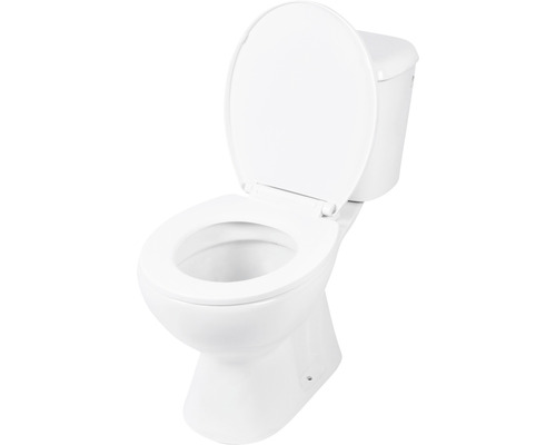 Keramisch toilet met open deksel