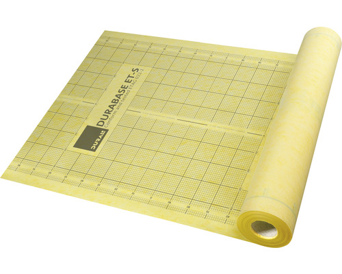 DURAL Afdichtingsmat ET-S 30 QM geel 100 cm x 30 m DURABASE ET-S ontkoppelingsmat op rol met rasterpatroon