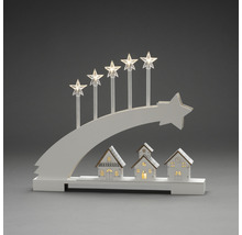Kerstkandelaar met sterren en huizen als decoratie