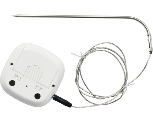 Digitale braadthermometer met roestvrijstalen sonde en witte behuizing