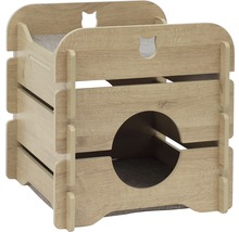 Houten kattenhuis met kattenmotief