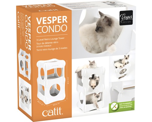 Katmeubel Vesper Condo 3-Level Retro Lounge Tower in de verpakking