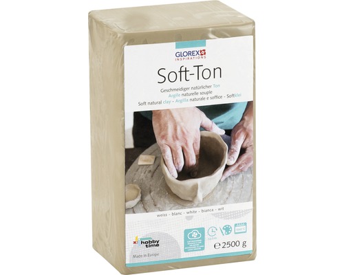 Verpakking Soft-Ton, witte, natuurlijke modelleerklei met een gewicht van 2500 gram