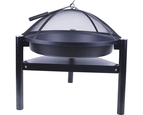 Zwarte vuurschaal met vonkenvanger en standaard