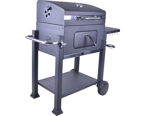 Houtskoolbarbecue met opbergvakken en wielen voor de tuin