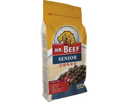 Mr. Beef Senior hondenvoer met eend en rijst, zak van 12,5 kg