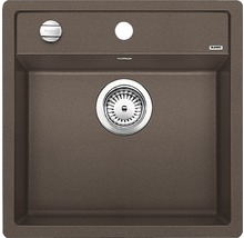 Spoelbak van silgraniet met afvoersysteem en logo van het bedrijf Blanco