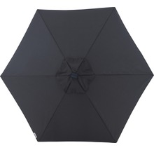 Bovenaanzicht van een zeshoekige parasol