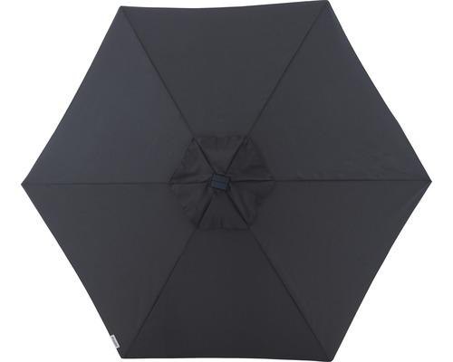 Bovenaanzicht van een zeshoekige parasol