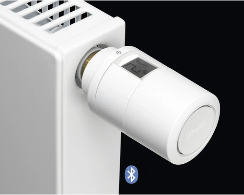 Radiatorknop met digitaal display en Bluetooth functie op radiator