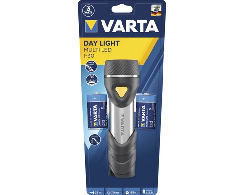 Varta Day Light Multi LED F30 zaklamp met batterijen in verpakking