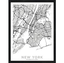 Ingelijste stadsplattegrond van New York als wanddecoratie