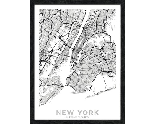 Ingelijste stadsplattegrond van New York als wanddecoratie