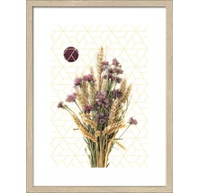 Ingelijste afbeelding met bloemen en geometrisch patroon als wanddecoratie