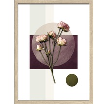 Ingelijste afbeelding met geometrische vormen en bloemmotief