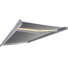 Cassettezonnescherm Quadra 2,5x1,5 stof uni grijs, frame RAL 9006 wit aluminium incl. motor, afstandsbediening en indirect dimbare LED-verlichting-thumb-5
