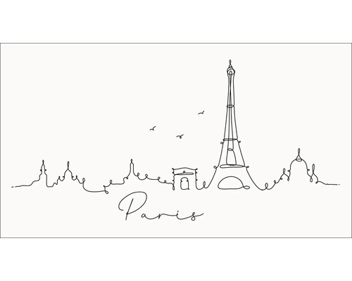 Illustratie van de skyline van Parijs met de Eiffeltoren en de Arc de Triomphe