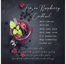Afbeelding van een frambozencocktail met ingrediënten en bereidingswijze.