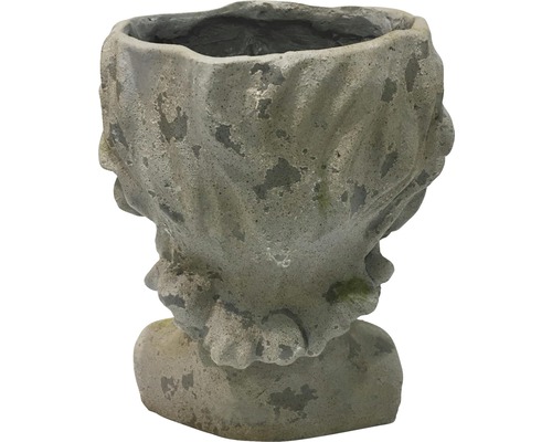 Bloempot van steen in de vorm van een gezicht