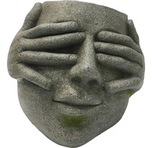Decoratieve plantenbak in de vorm van een gezicht met handen voor de ogen