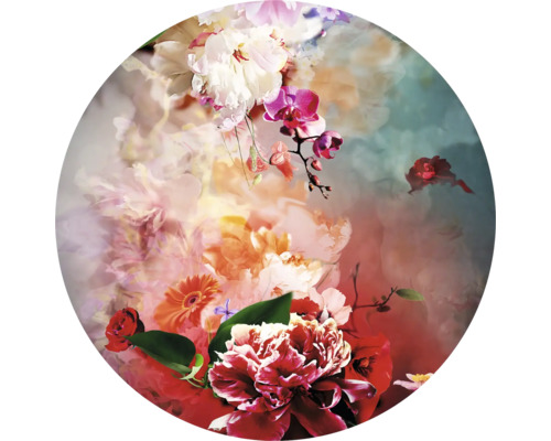 PURE LIVING Schilderij glas Baroque Flowermix III ø 50 cm PURE LIVING Schilderij glas Baroque Flowermix III ø 50 cm