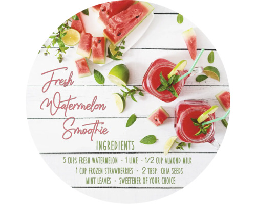 PURE LIVING Schilderij glas Watermelon Smoothie ll ø 50 cm