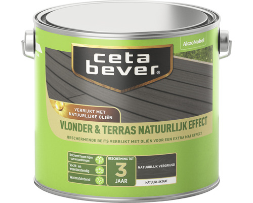 CETABEVER Vlonder & terrasbeits natuurlijk vergrijsd 2,5 l Ceta Bever Terrasolie blik