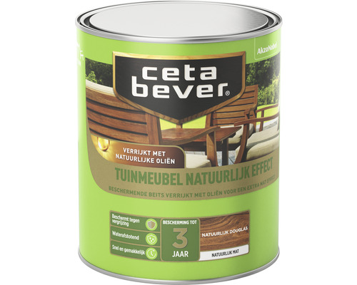 CETABEVER Tuinmeubelbeits natuurlijk douglas 750 ml CetaBever tuinmeubelolie voor een natuurlijk effect in blik