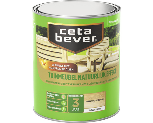 CETABEVER Tuinmeubelbeits natuurlijk blank 750 ml CetaBever tuinmeubelbeits met natuurlijk effect in blik